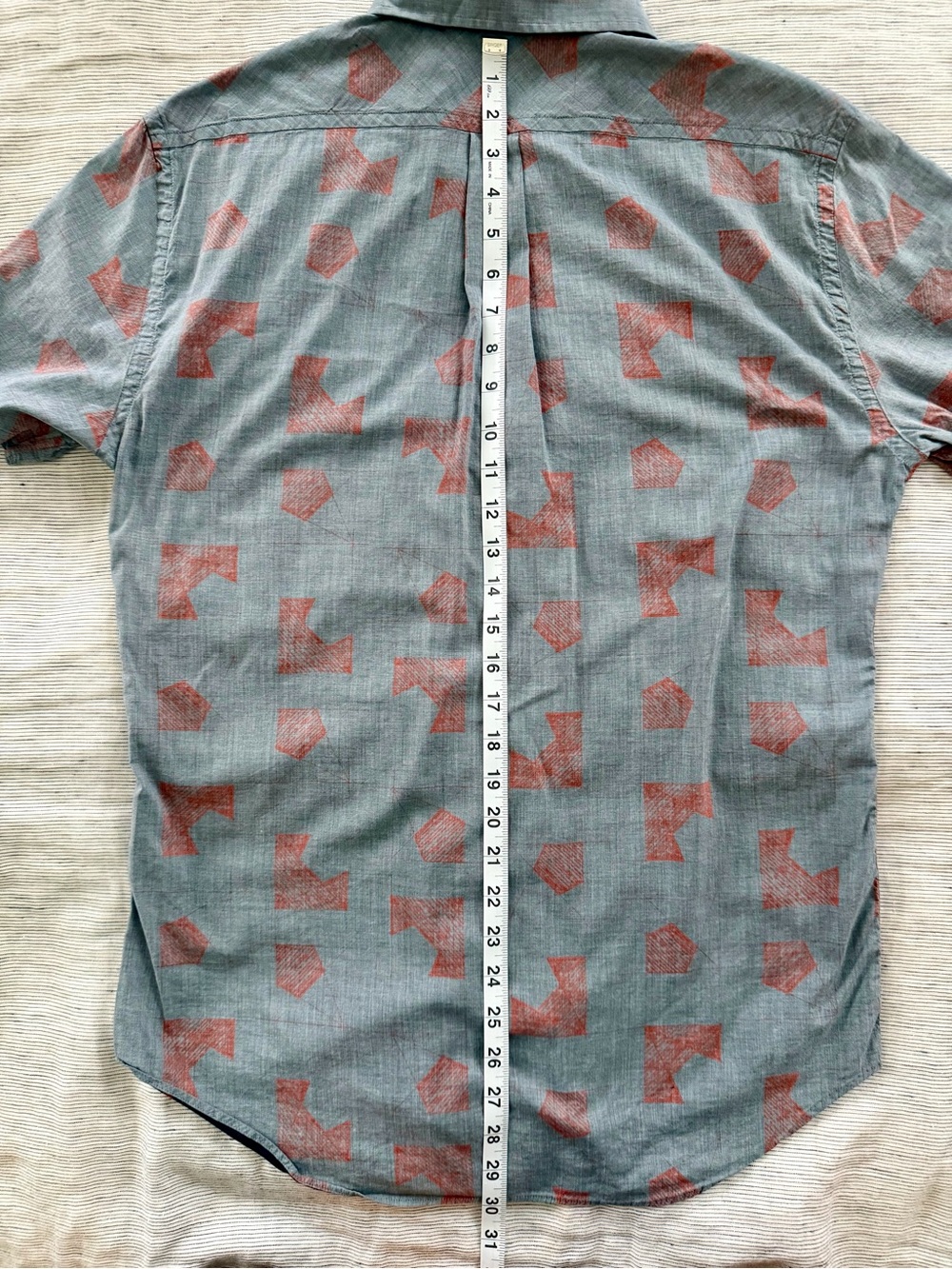 Billy Reid Lightweight Patterned Short-Sleeve Button Down Shirt - Slim Medium - Picture 8 of 8
